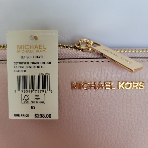 MICHAEL KORS Jet Set Travel Large Continental Leather Wallet-Powder Blush🎈⭐$128 - Picture 15 of 16